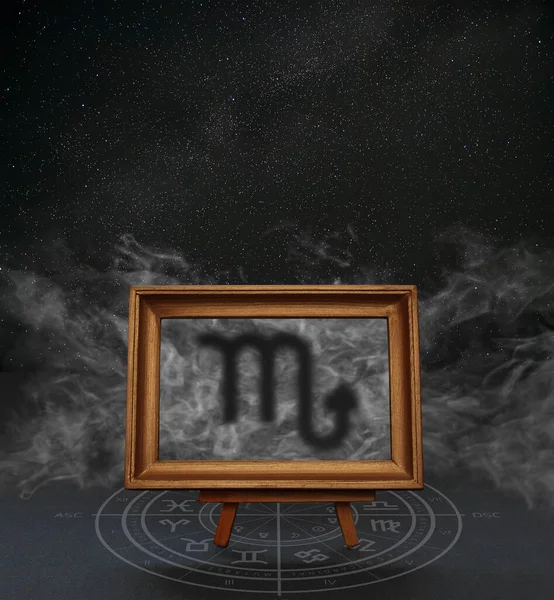 Abstract Image Sign Zodiac Scorpio Background Starry Sky Smoke Frame — Stock Photo, Image
