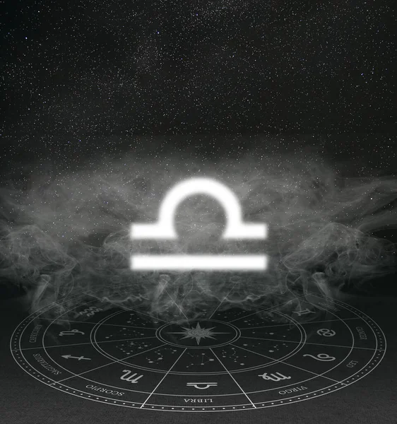 Abstract Image Sign Zodiac Libra Background Starry Sky Smoke — Stock Photo, Image