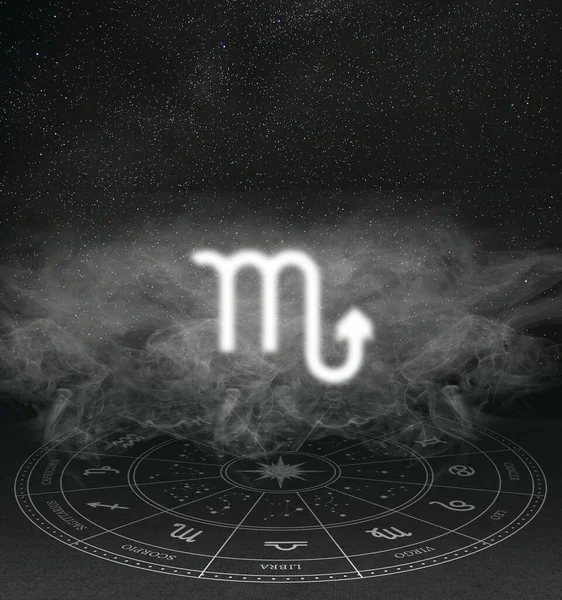 Abstract Image Sign Zodiac Scorpio Background Starry Sky Smoke — Stock Photo, Image