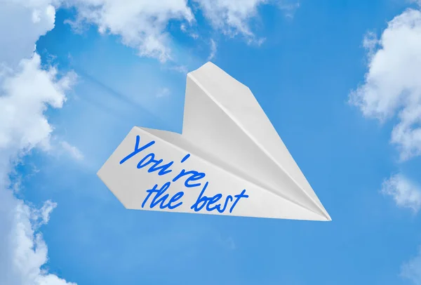Paper Plane Inscription You Best Sky Clouds — Stock Photo, Image