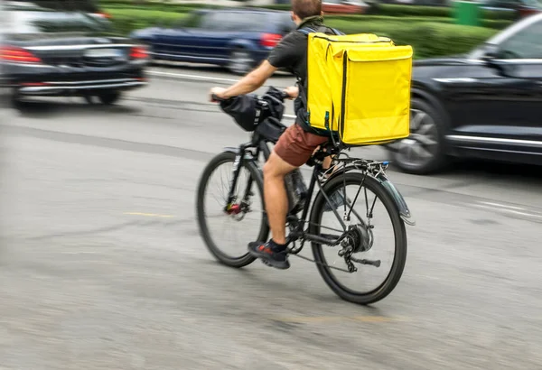 Motion Blur Courier Bicycle Hurry Deliver Order — Stock Fotó