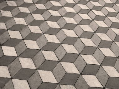 Ressam Escher 'in tarzında döşenmiş asfalt döşemeler