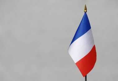 Gri arkaplanda Fransa masa bayrağı