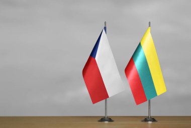 Gri arkaplanda Litvanya ve Çek Cumhuriyeti bayrakları