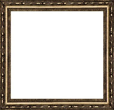 Çerçeve gevşetilmiş baget ve beyaz bir arka planda altın yaprakla kaplıdır..