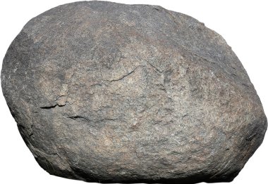 Beyaz arkaplanda büyük tek yuvarlak taş