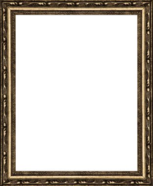 Çerçeve gevşetilmiş baget ve beyaz bir arka planda altın yaprakla kaplıdır..