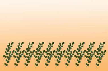 Many small twigs with green leaves on an orange background  clipart