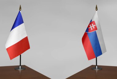 Gri arkaplanda Fransa masa bayrağı