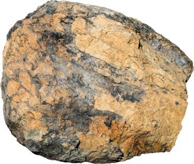 Beyaz arkaplanda büyük tek yuvarlak taş