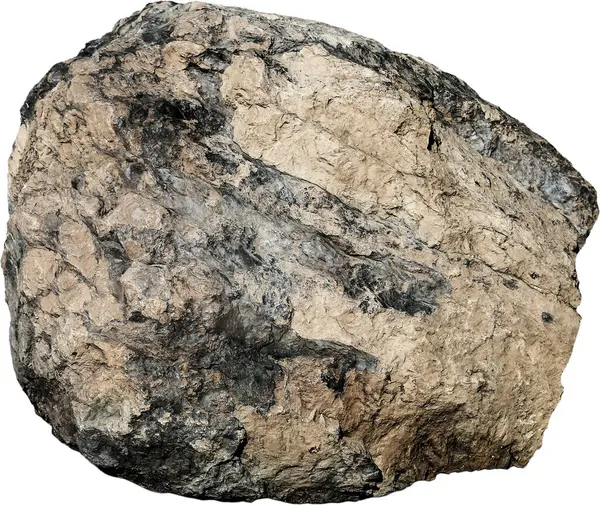 Beyaz arkaplanda büyük tek yuvarlak taş