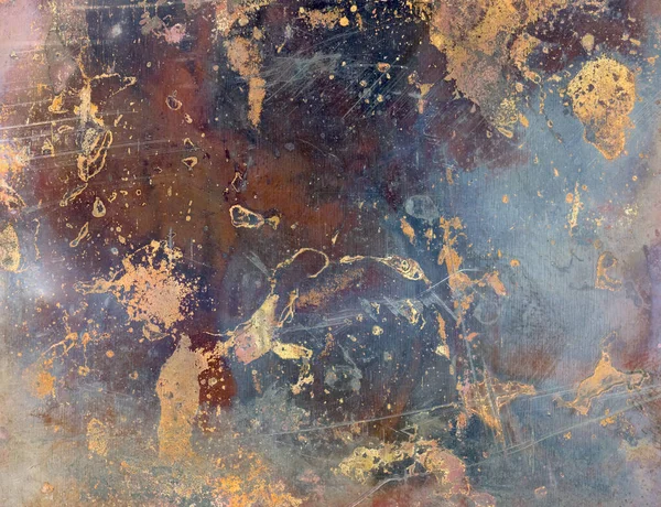 Vintage old oxidized copper texture. Rusty metal, grunge background with space for text or image.  Abstract background and texture for design.