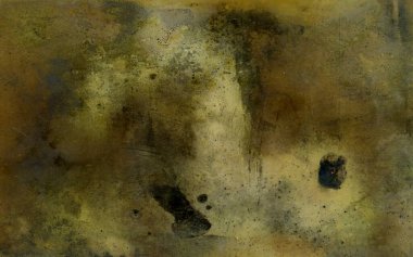 Web sitesi ya da mobil cihazlar için metin ya da resim için fotokopi alanı olan paslı paslı metal doku arkaplanı üzerinde bazı leke ve lekeler bulunan eski oksitlenmiş bakırın klasik dokusu.