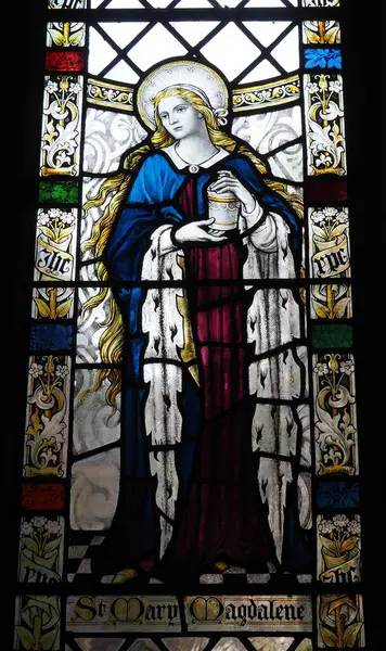Chester Cheshire United Kingdom March 2024 Stained Glass Window Saint — Stock Photo, Image