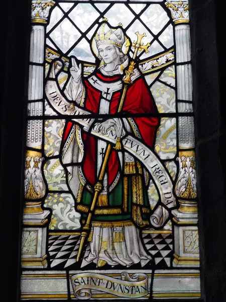 Chester Cheshire United Kingdom March 2024 Stained Glass Window Saint — Stock Photo, Image