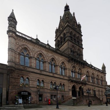 Chester mı? Cheshire, Birleşik Krallık - 20 Mart 2024: Chester belediye binasının Northgate caddesindeki ön girişi