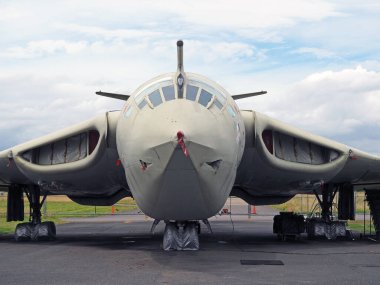 Elvington, Yorkshire, Birleşik Krallık - 107 2023: Handley Page Victor B.1 Kraliyet Hava Kuvvetleri tarafından Soğuk Savaş sırasında kullanılan İngiliz stratejik bombacı ve tanker.