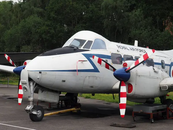 stock image Elvington, Yorkshire, United Kingdom - 11 07 2023: De Havilland Devon C Mk 2 a military version of the Dove transport aircraft used by the Royal Air Force at Elvington airfield