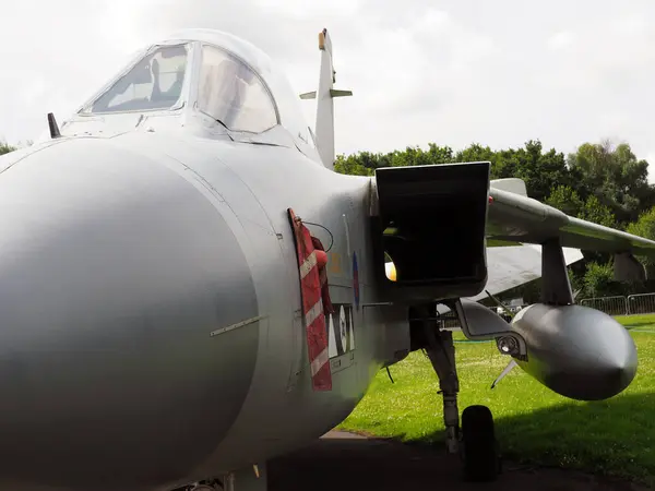 stock image Elvington, Yorkshire, United Kingdom - 11 07 2023: Tornado XZ631 the prototype for conversion work to GR.4 version of the RAF multi-role combat aircraft at Elvington airfield