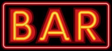 Neon Aydınlatılmış Harfler ve Kırmızı Renkli Çerçeve. Yanıp sönen Metin Işıkları.