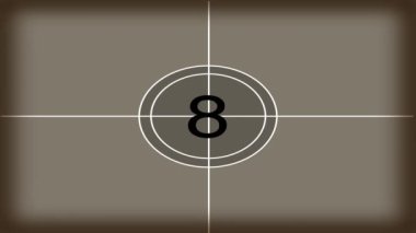 Film gerisayım animasyonu 4K. Soluk Turuncu Renkli Eski Film Geri sayım Lideri 10 'a 1