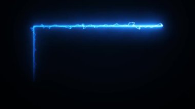 Siyah bir arka planda yanan alevlerin dikdörtgen şeklindeki videosu. Boş Parlak Arkaplan. Video Animasyon Arkaplanı. Soyut Mavi Parlayan Arkaplan. Neon Efekti Dikdörtgen Çerçevesi