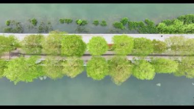 Hubei Wuhan Doğu Gölü Sahne Yazı Hava Fotoğrafçılık Sahnesi