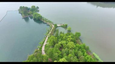 Hubei Wuhan Doğu Gölü Sahne Yazı Hava Fotoğrafçılık Sahnesi