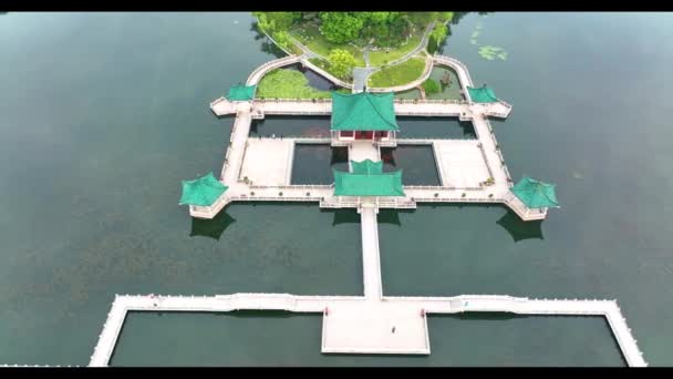Hubei Wuhan East Lake Scenic Area Καλοκαίρι Εναέρια Φωτογραφία Τοπίο — Αρχείο Βίντεο