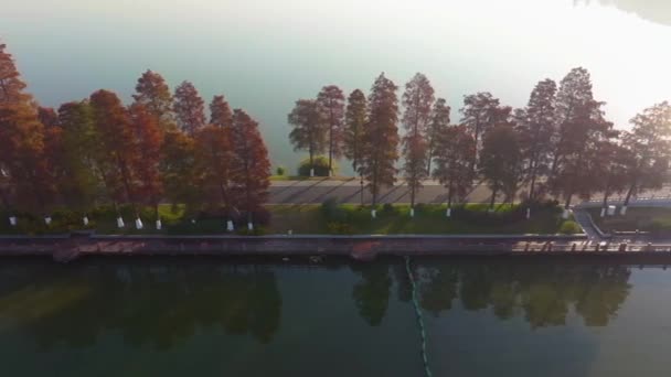 Hubei Wuhan East Lake Scénická Oblast Podzimní Letecká Fotografie Krajina — Stock video