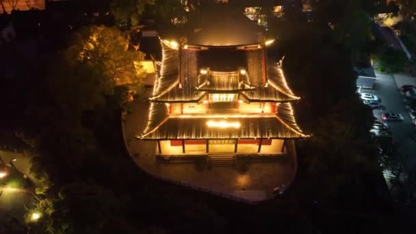 Wuhan Hanyang River Strand Qingchuan Paviljoen Park Kersenbloesem Landschap — Stockvideo