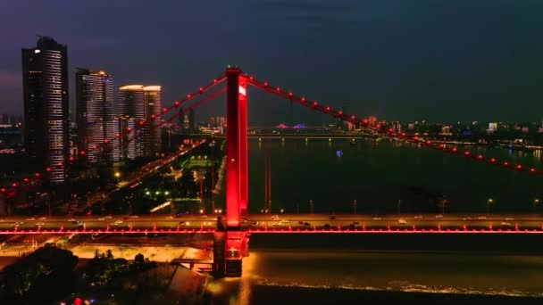 武漢Yingwzhou長江大橋の風景 — ストック動画