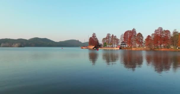 Podzimní Scenérie Luoyan Island Scénická Oblast East Lake Wuhan — Stock video