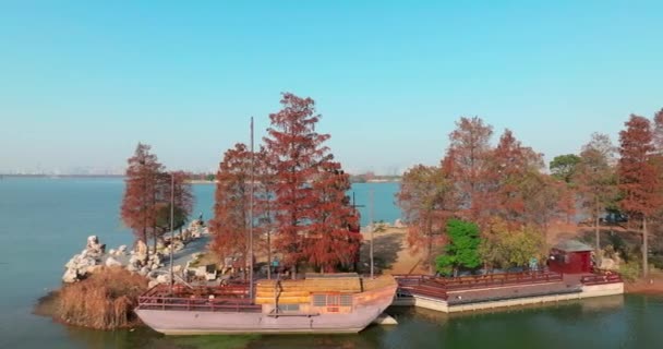 Paesaggio Autunnale Luoyan Island Scenic Area East Lake Wuhan — Video Stock