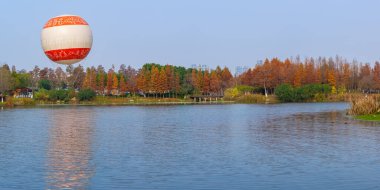 Картина, постер, плакат, фотообои "осенний пейзаж ухань восточное озеро ветландский парк постеры цветы", артикул 632423024
