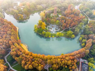 Wuhan Jiefang Park sonbahar manzarası Hubei, Çin