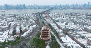 Wuhan Yellow Crane Tower Park Winter Snow Scenery