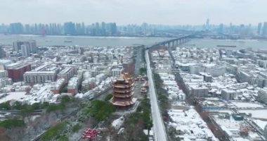 Wuhan Yellow Crane Tower Park Winter Snow Scenery