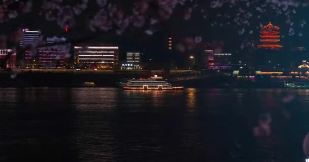 Yellow Crane Tower Cherry Blossoms Wuhan Spring — Αρχείο Βίντεο