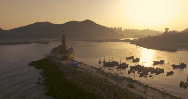 Letecký Snímek Malebné Oblasti Fisherman Wharf Dalian Provincie Liaoning — Stock video