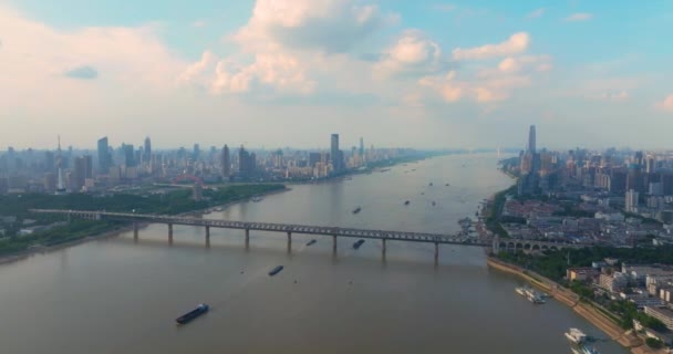 Wuhan Summer City Oriëntatiepunt Sky Line Landschap — Stockvideo