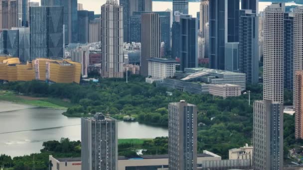Wuhan Καλοκαίρι Πόλη Ορόσημο Και Τοπίο Sky Line — Αρχείο Βίντεο