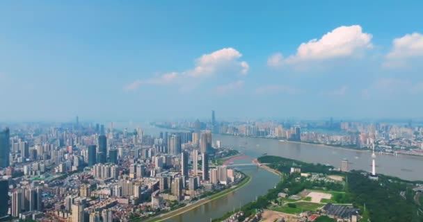 Wuhan Summer City Landmark Dan Pemandangan Sky Line — Stok Video