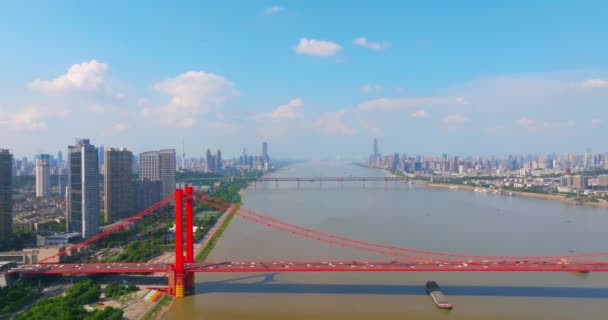 Wuhan Summer City Wahrzeichen Und Sky Line Landschaft — Stockvideo