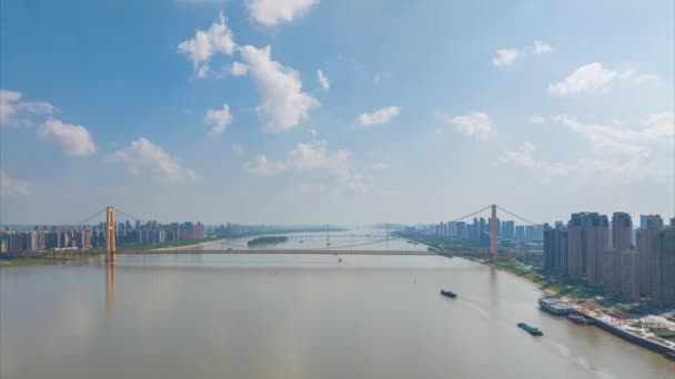 武汉夏城地标与天际线风景时差摄影 — 图库视频影像
