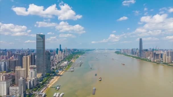 武汉夏城地标与天际线风景时差摄影 — 图库视频影像