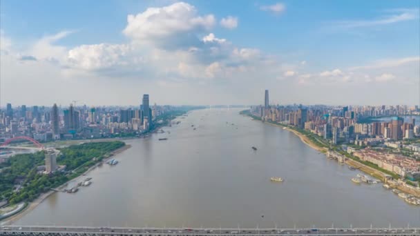 Wuhan Summer City Památník Sky Line Scenérie Time Lapse Fotografie — Stock video