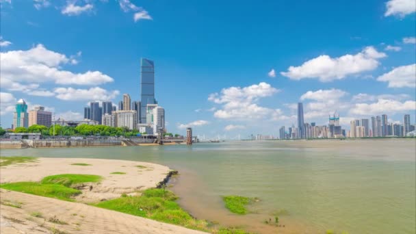 Wuhan Summer City Landmark Sky Line Landschap Time Lapse Fotografie — Stockvideo