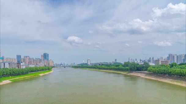Wuhan Summer City Landmark Sceneria Sky Line Time Lapse Fotografii — Wideo stockowe