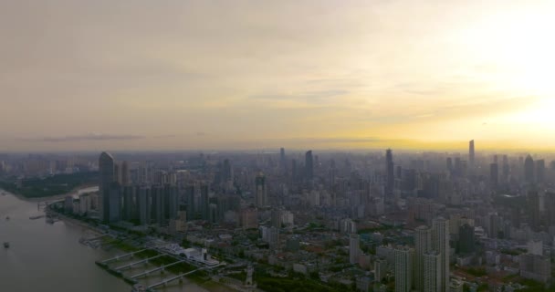 Wuhan Citys Landmärke Och Skyline Landskap — Stockvideo
